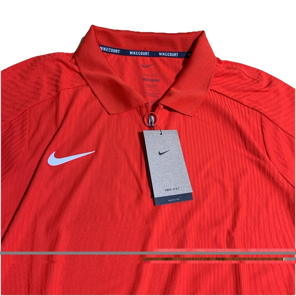 Nike Court Dri-FIT ADV Textured Tennis Polo Chile Red HQ0792-673, Men's L-Tall
